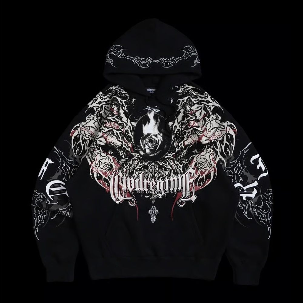 Edgy Black Graphic Hoodie